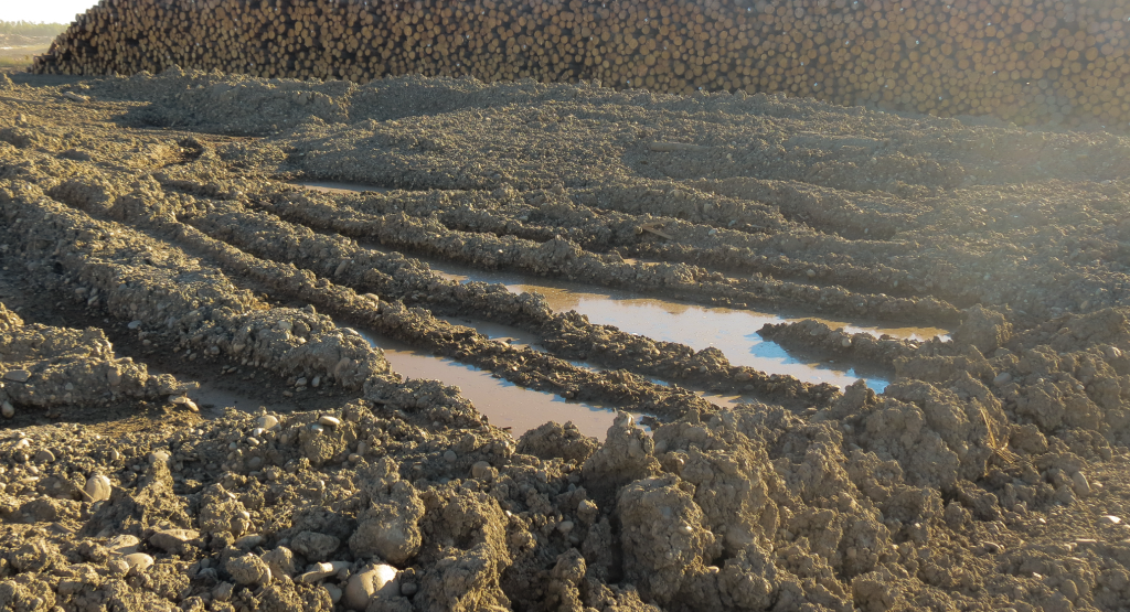Log yard prior to construction with Tough Cell geocells